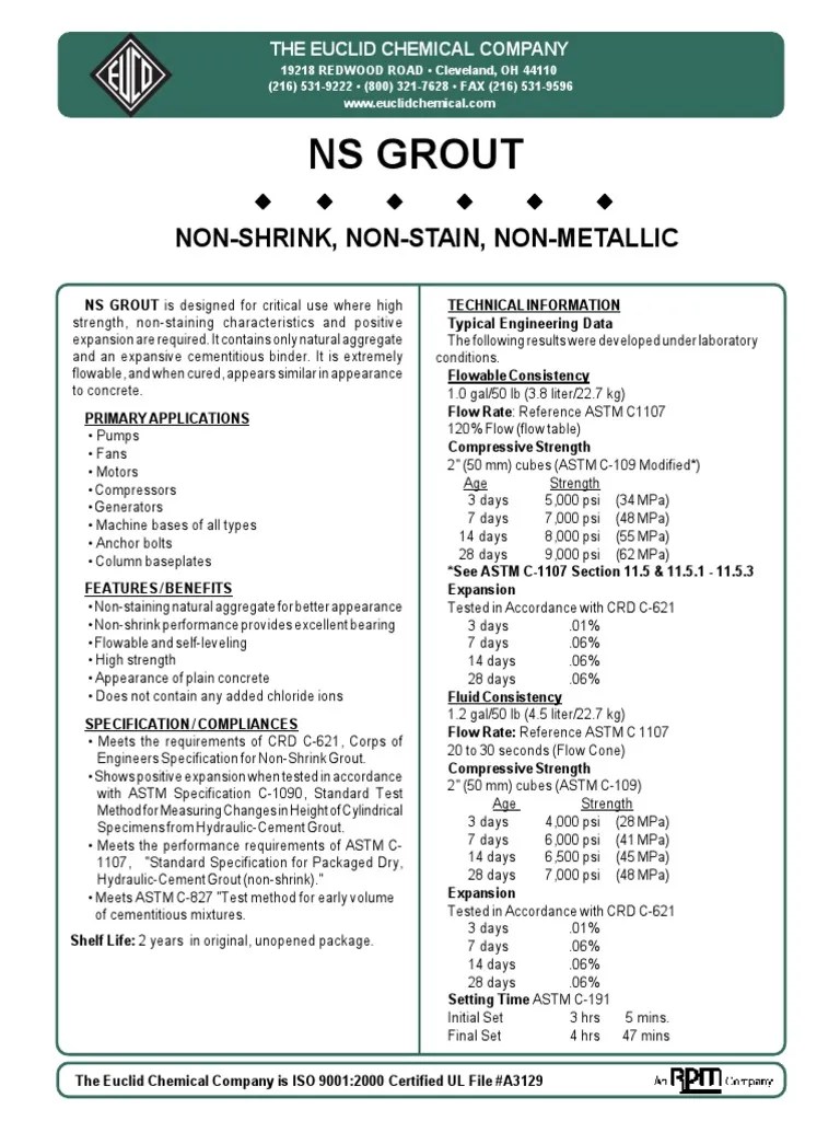 NS Grout Concrete Building Engineering