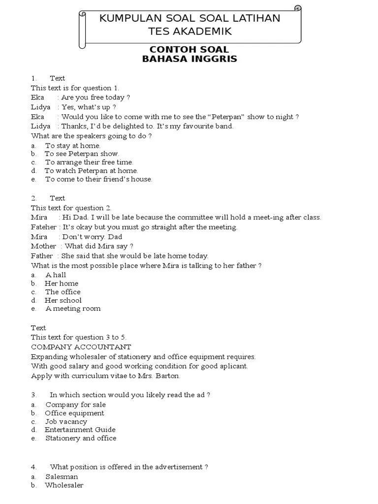 Contoh Soal Yes No Question Dan Jawabannya Contoh Soal