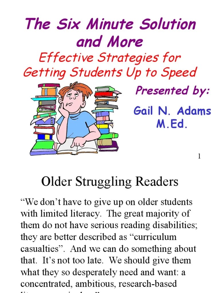 6 Minute Solution and More Reading Comprehension Reading (Process