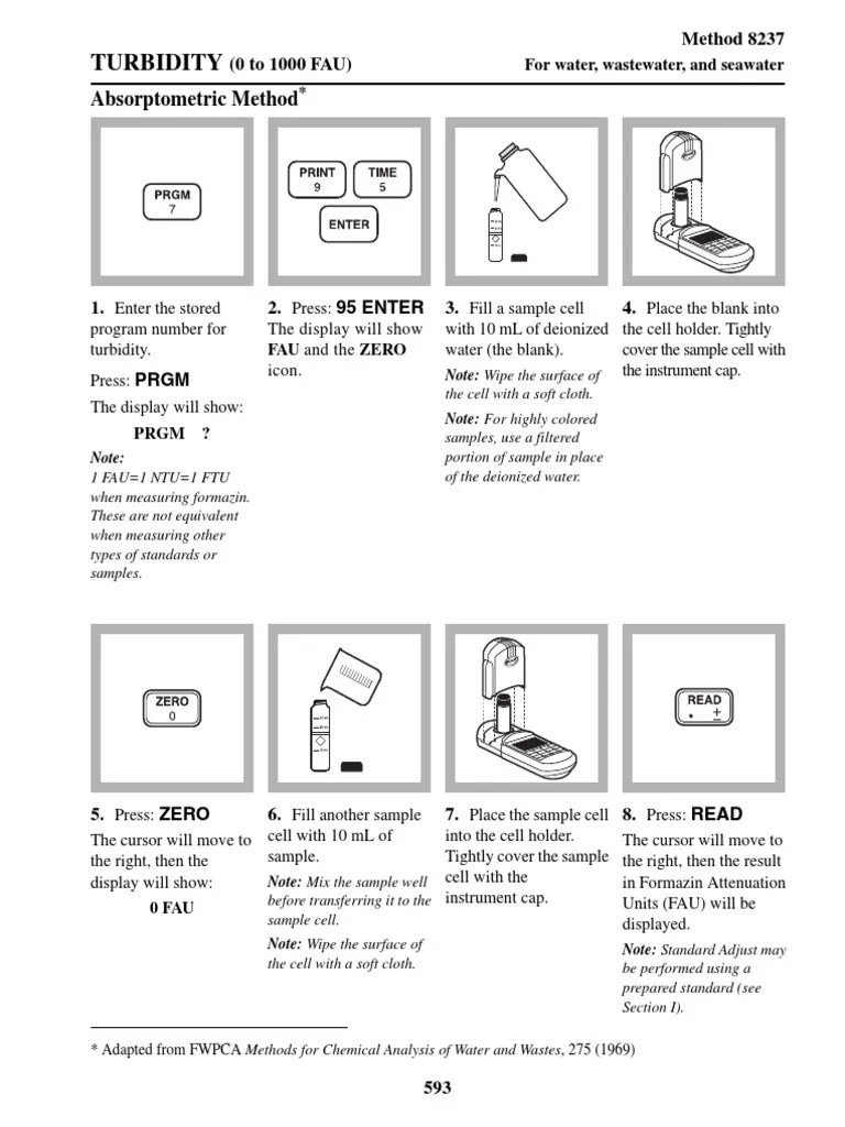 Turbidity, (FAU), Method 8237, 022009, 9th Ed PDF Chemistry
