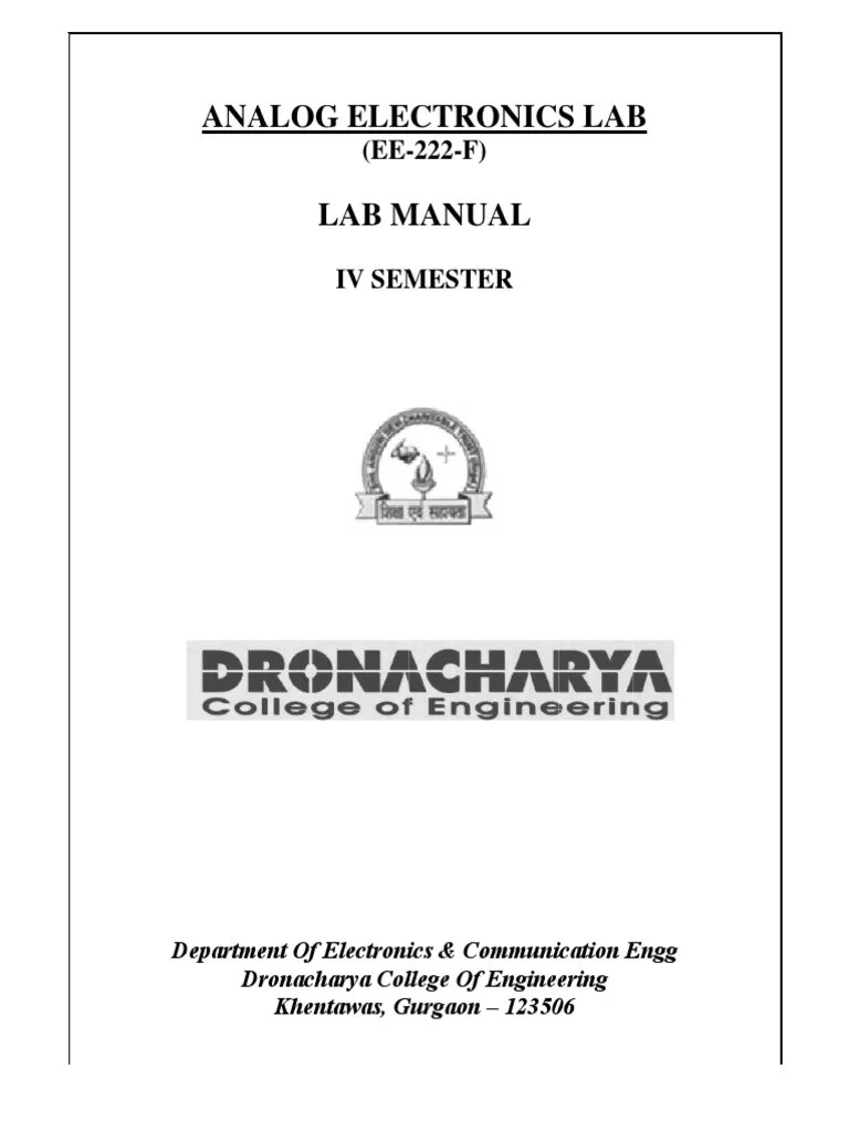 Analog Electronics Lab Manual PDF