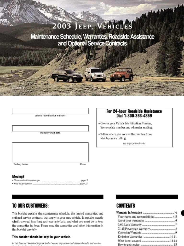 Maintenance Schedule, Warranties, Roadside Assistance and Optional