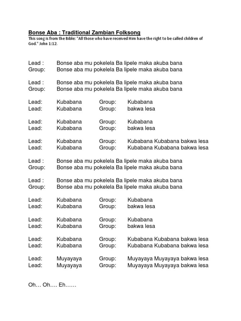 Bonse Aba Lyrics