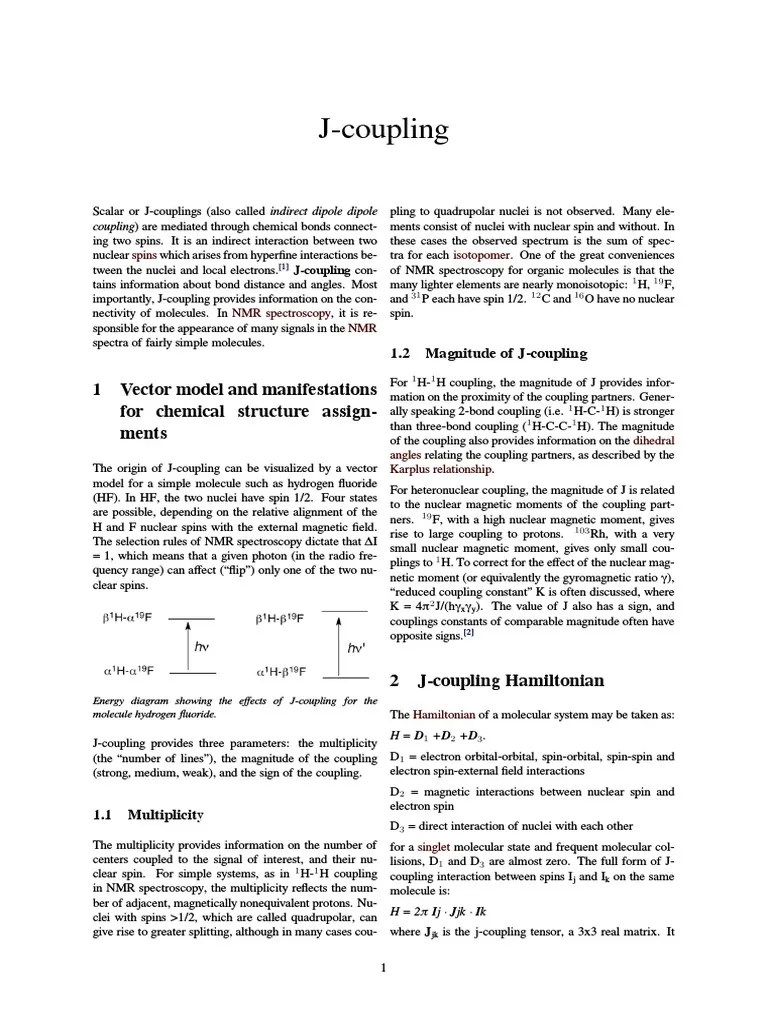 J Coupling Nuclear Resonance Biophysics