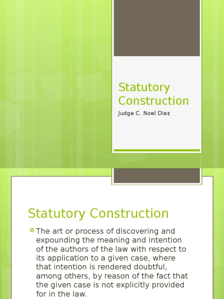 Statutory Construction PDF Statutory Interpretation