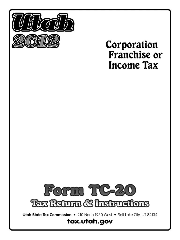 Utah Form TC20 Tax Return and Instructions PDF Irs Tax Forms