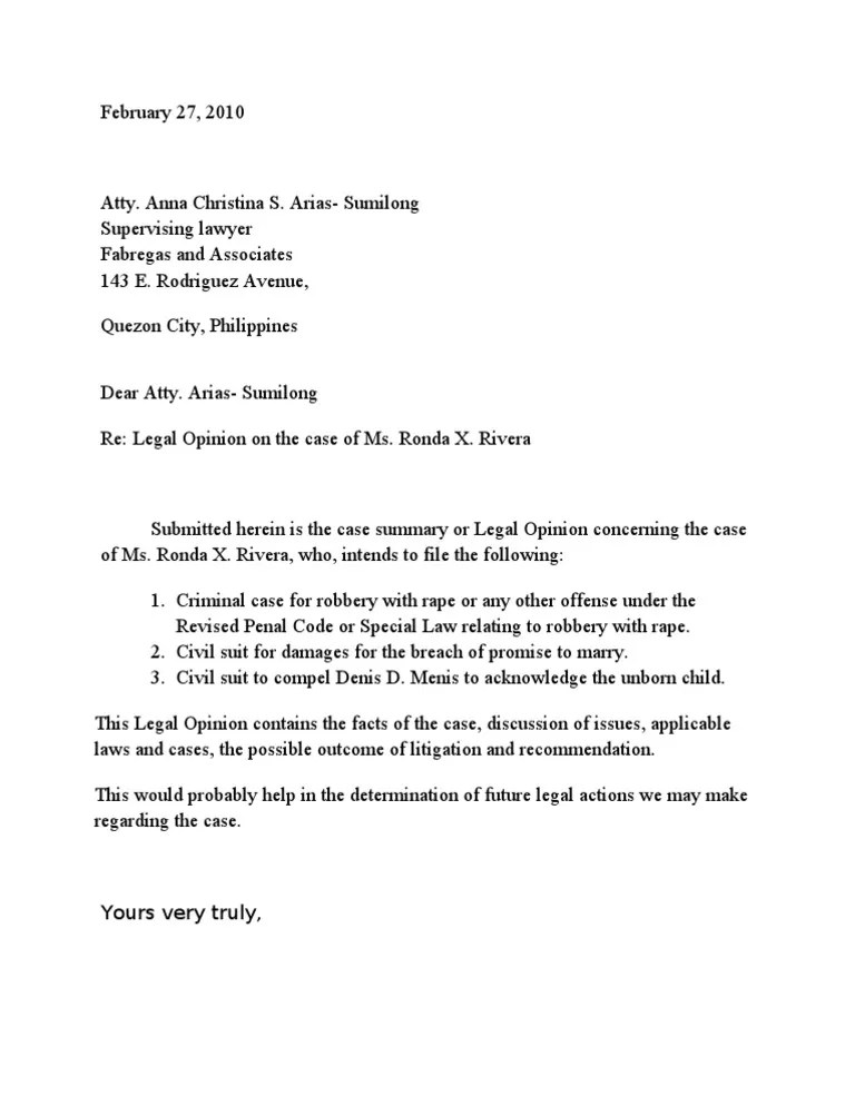 Get inspired by this cover letter sample for attorneys to learn what you should write in a cover letter and how it should be formatted for your application. Cover Letter For Legal Opinion Pdf