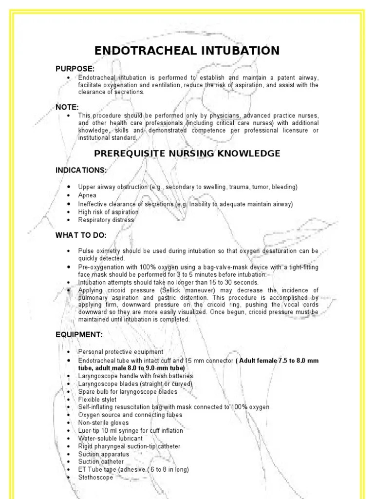Endotracheal Intubation PDF Medical Procedures Clinical Medicine