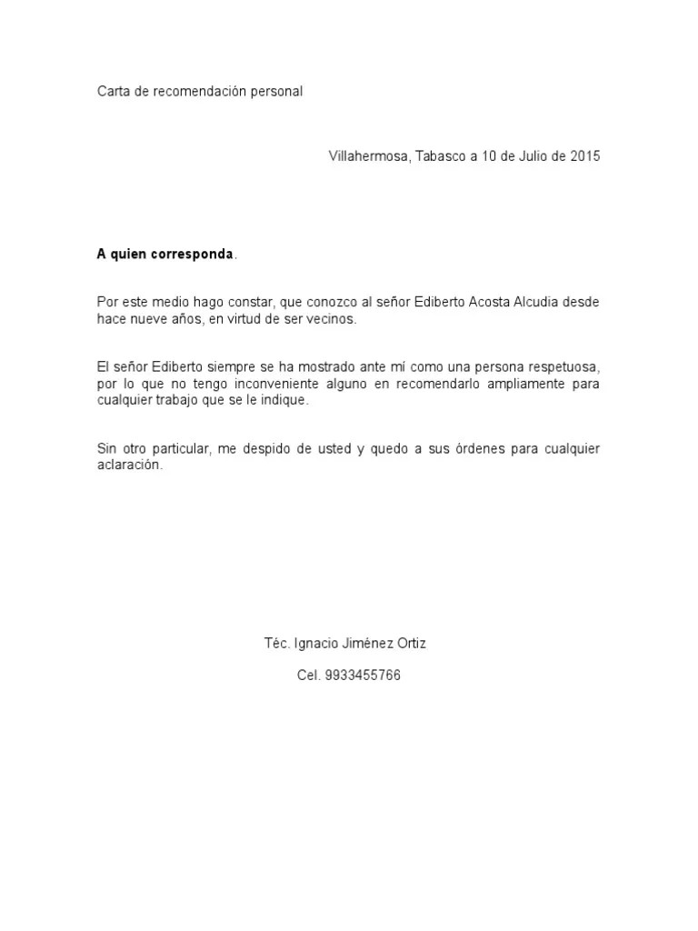 Carta de Personal
