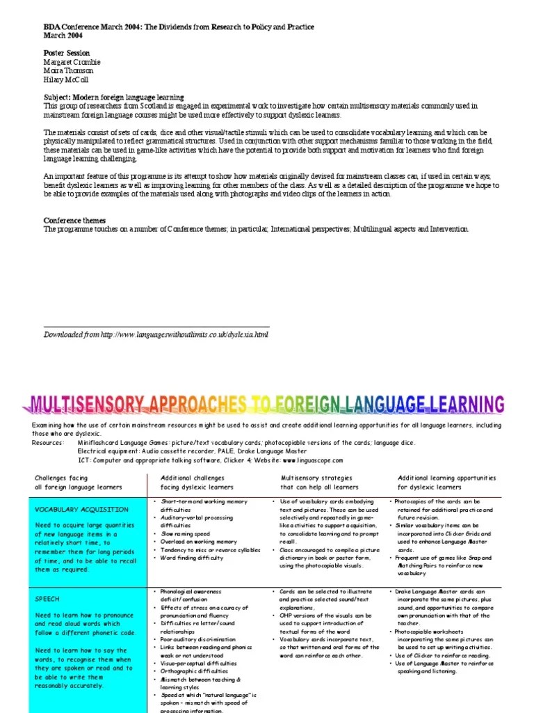 MULTISENSORY APPROACH.pdf Vocabulary Dyslexia