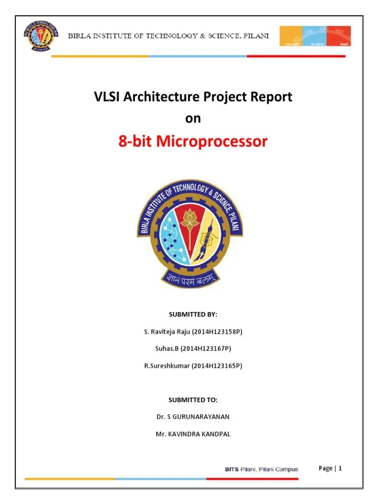8Bit Microprocessor VLSI Architecture Project Report On PDF