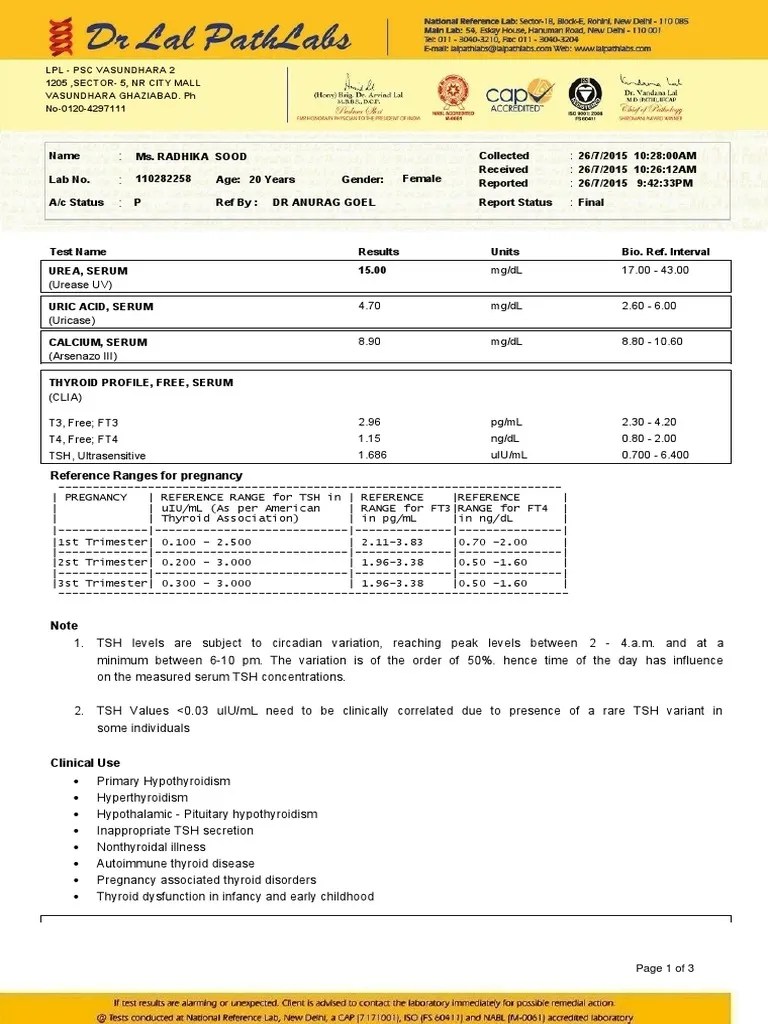 how to read a medical report Vitamin D Thyroid Stimulating Hormone