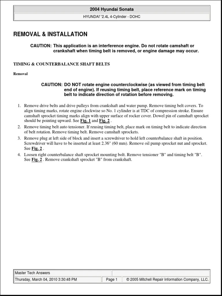 Belt Hyunday 2.4l | PDF | Belt (Mechanical) | Engine Technology