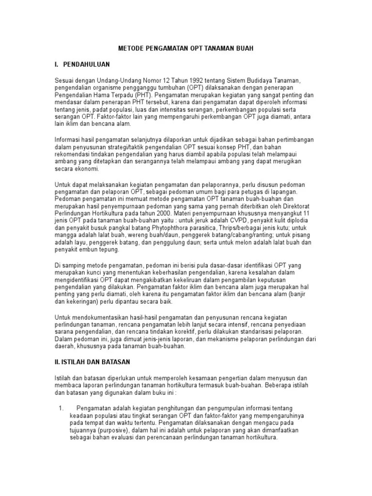 Metode Pengamatan Opt Tanaman Buah | PDF