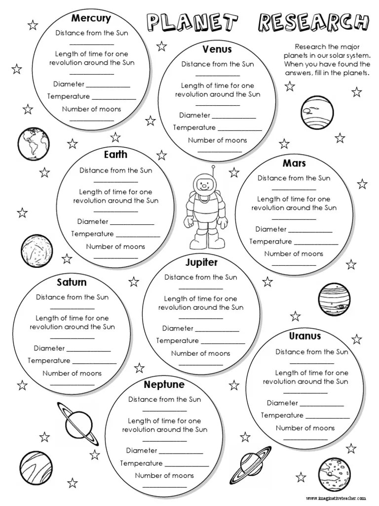 Free Planet Research Worksheet | Natural Satellite | Planets