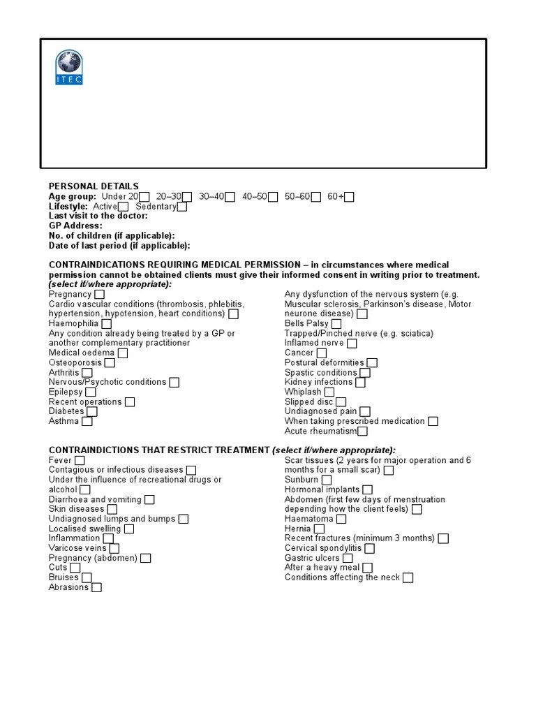 Reflexology Consultation PDF Printable PDF Download
