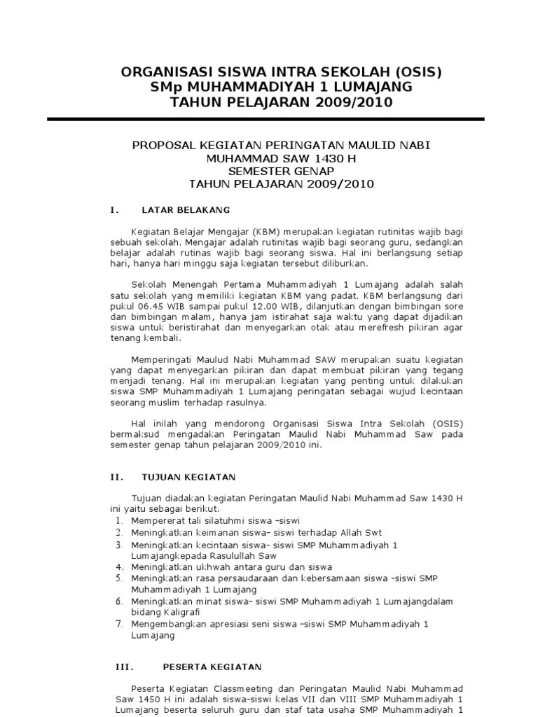 Proposal Kegiatan Class Meeting Dan Maulid Nabi Muhammad Saw