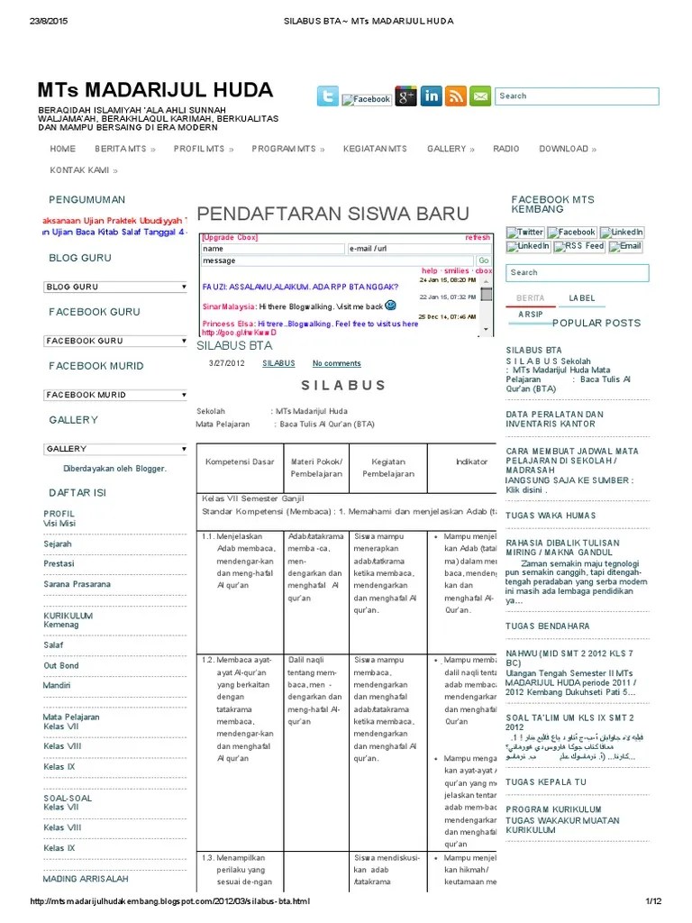 SILABUS Tahsin Dan Tahfizh