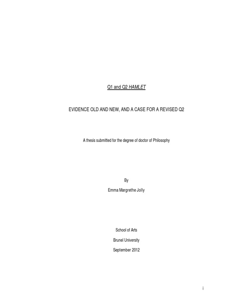 EMJolly Thesis Q1 and Q2 Hamlet PDF Hamlet