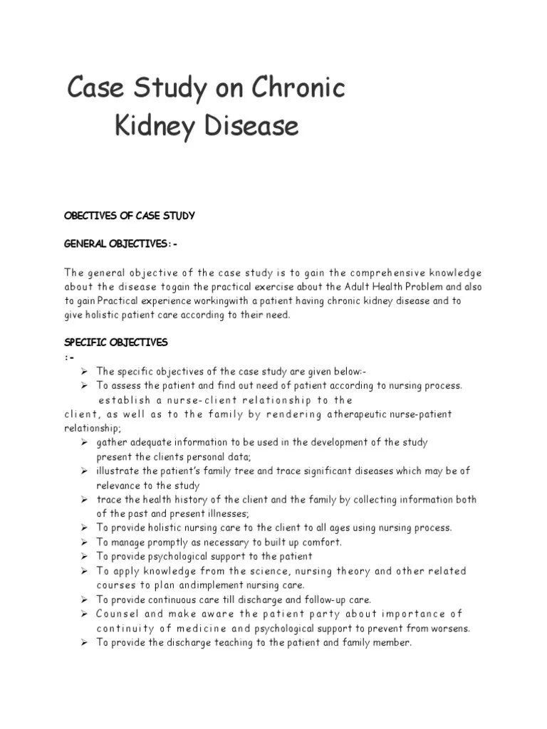 Case Study on Chronic Kidney Disease Chronic Condition Health Care