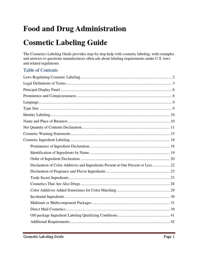 FDA Cosmetic Labeling Guide PDF