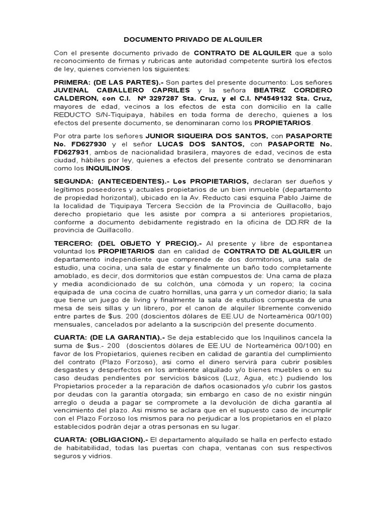Documento Privado de Alquiler Property Government