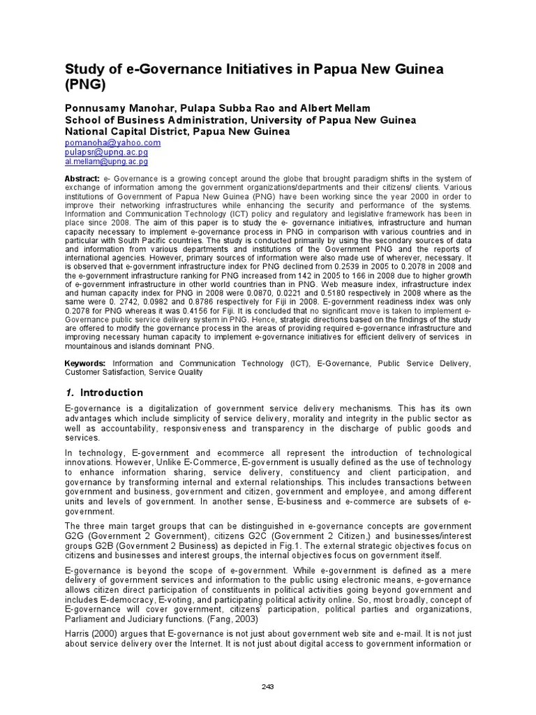 Jurnal Papua New Guinea E Government Business