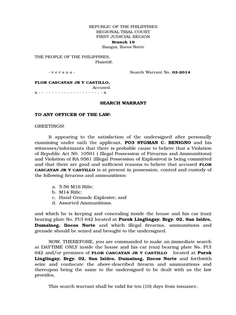 Search Warrant Search Warrant Probable Cause Free 30day Trial