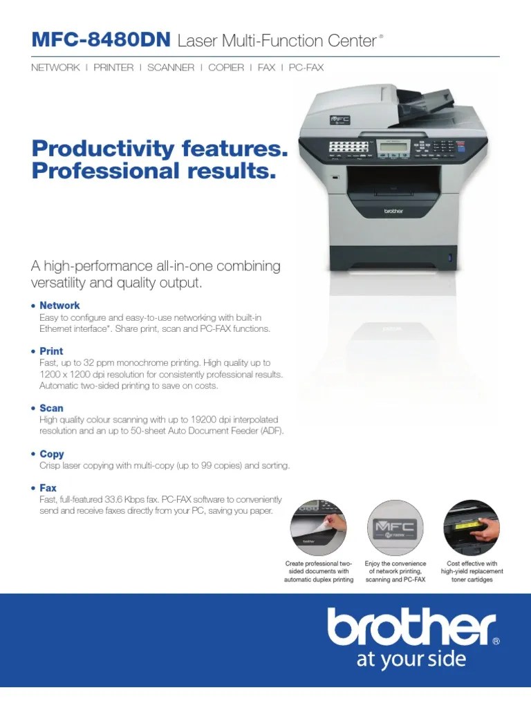 MFC8480DN Laser MultiFunction Center PDF Image Scanner Macintosh