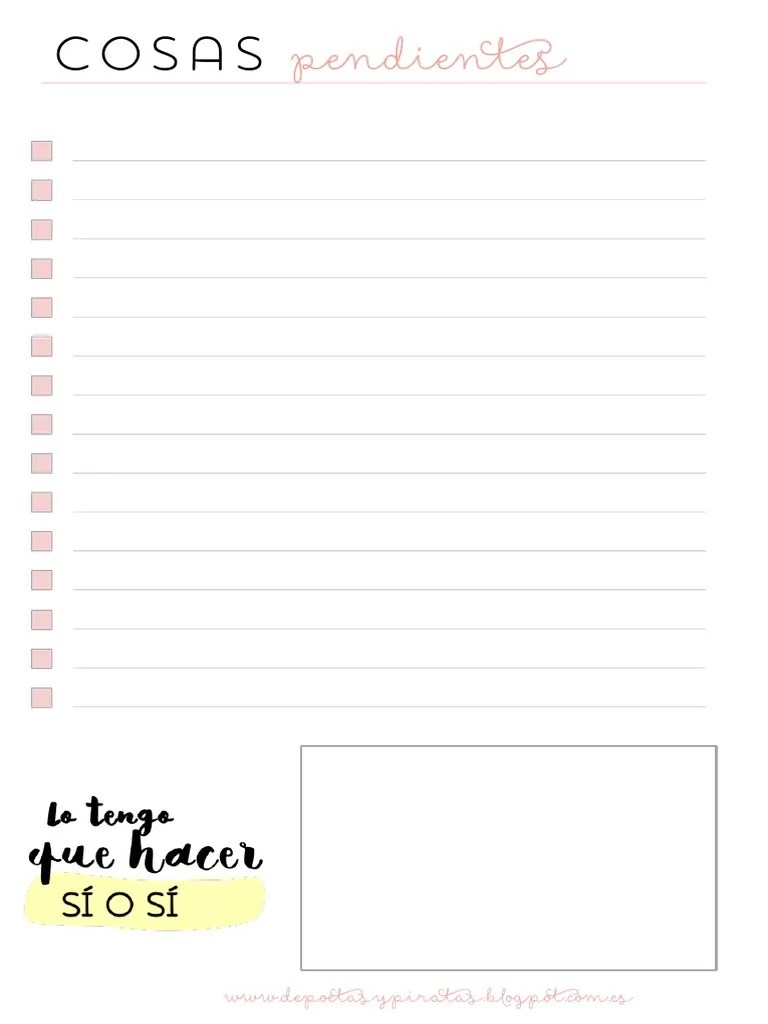 Listas de tareas imprimible