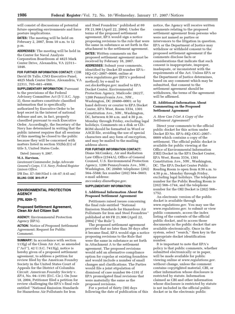 Notice Air pollution control Citizens suits; proposed