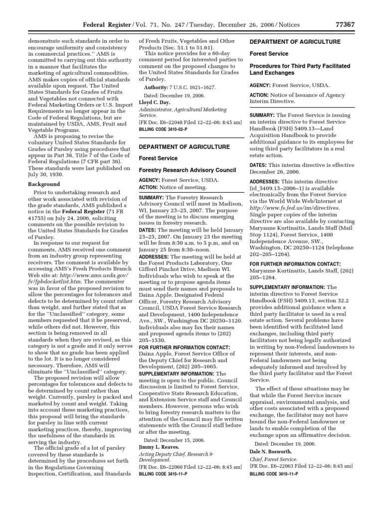 Notice Meetings Land Acquisition Handbook; third party facilitated