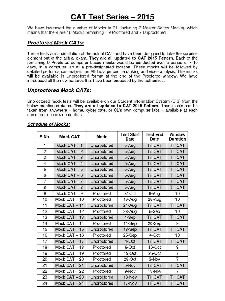 Cat Test Series 2015 Proctored Mock Cats Test (Assessment) Software