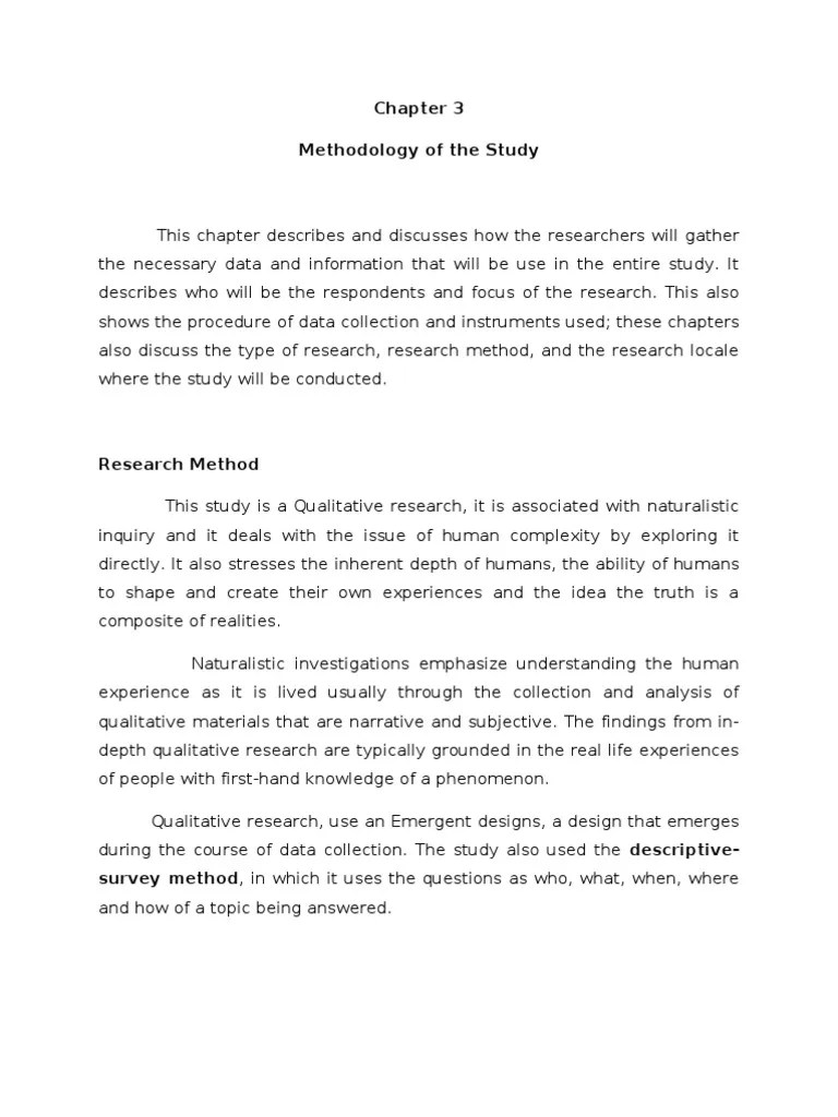 Usage by any resourceful organization. Chapter 3 Methodology of the Study
