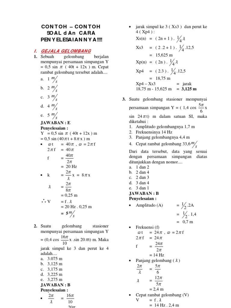 Contoh Soal Fisika Kelas 11 Tentang Gelombang - Kumpulan Contoh Surat Dan Soal Terlengkap