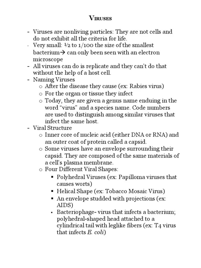 Biology Virus Notes PDF Retrovirus Virus