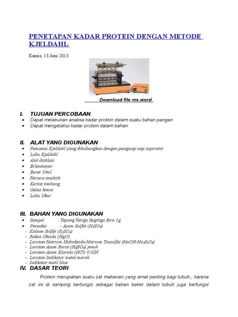 Kadar Protein Dengan Metode Kjeldahl