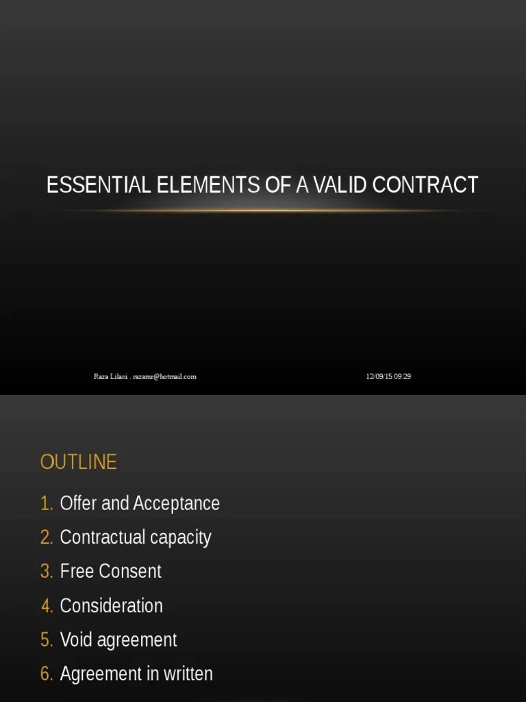 Essential Elements of A Valid Contract PDF Offer And Acceptance