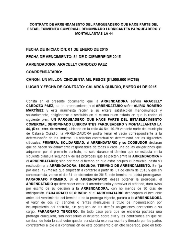 Contrato de Arrendamiento Alquiler Gobierno