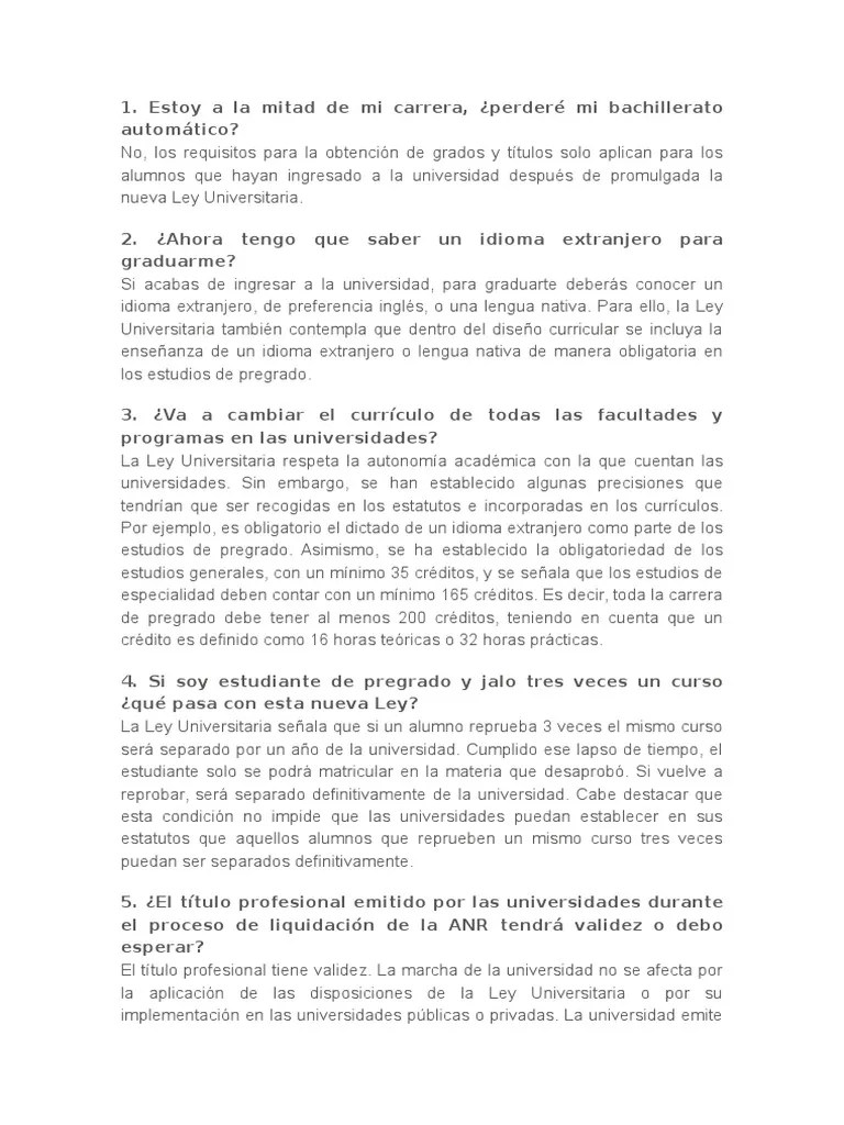 Ley Universitaria Universidad Institución