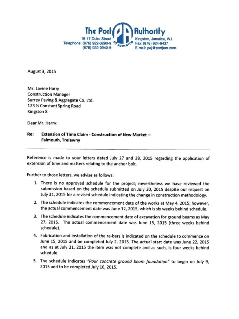 Letter Extension of Time PDF