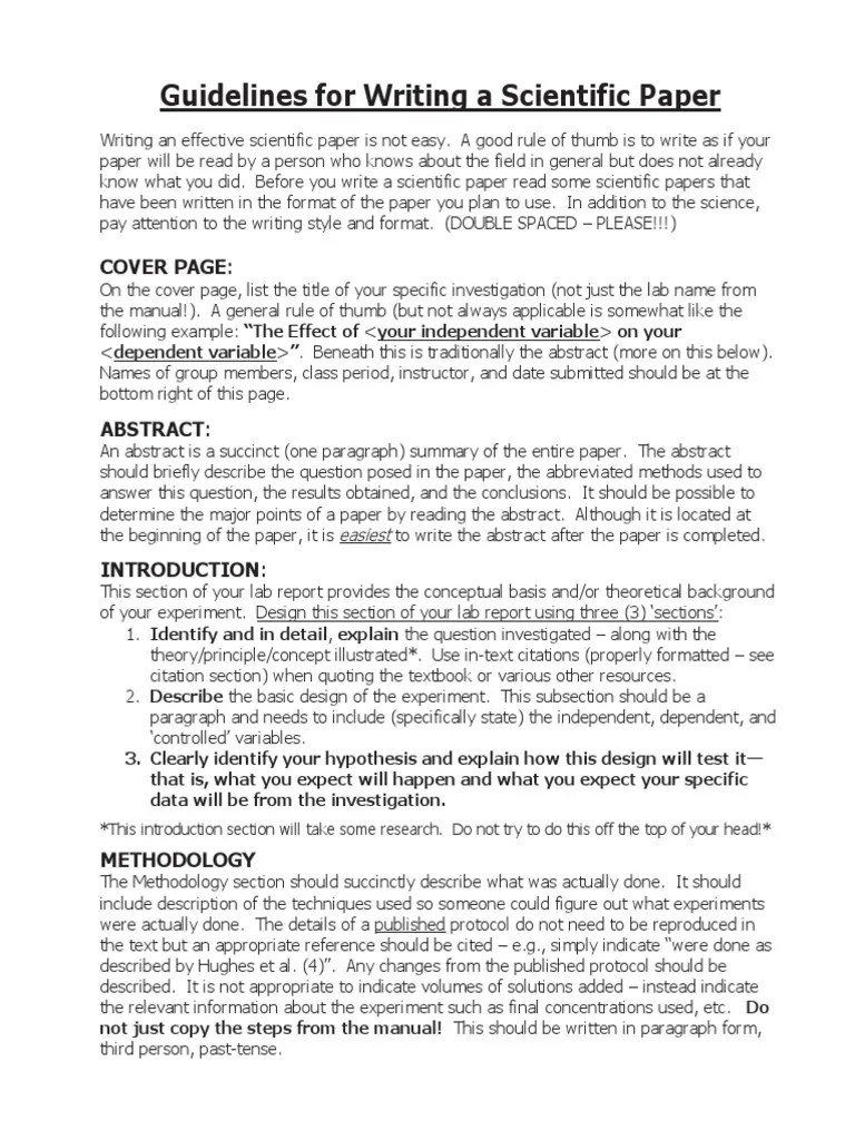 how to write a lab report 20152016 Citation Abstract (Summary)