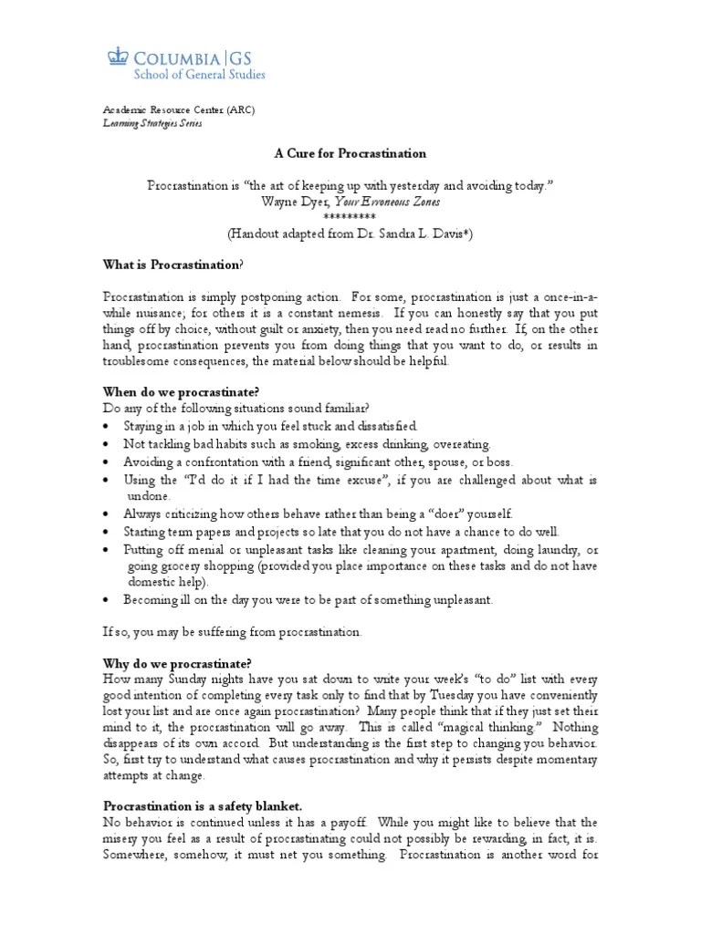 Cure Procrastination Effective Strategies Pdf