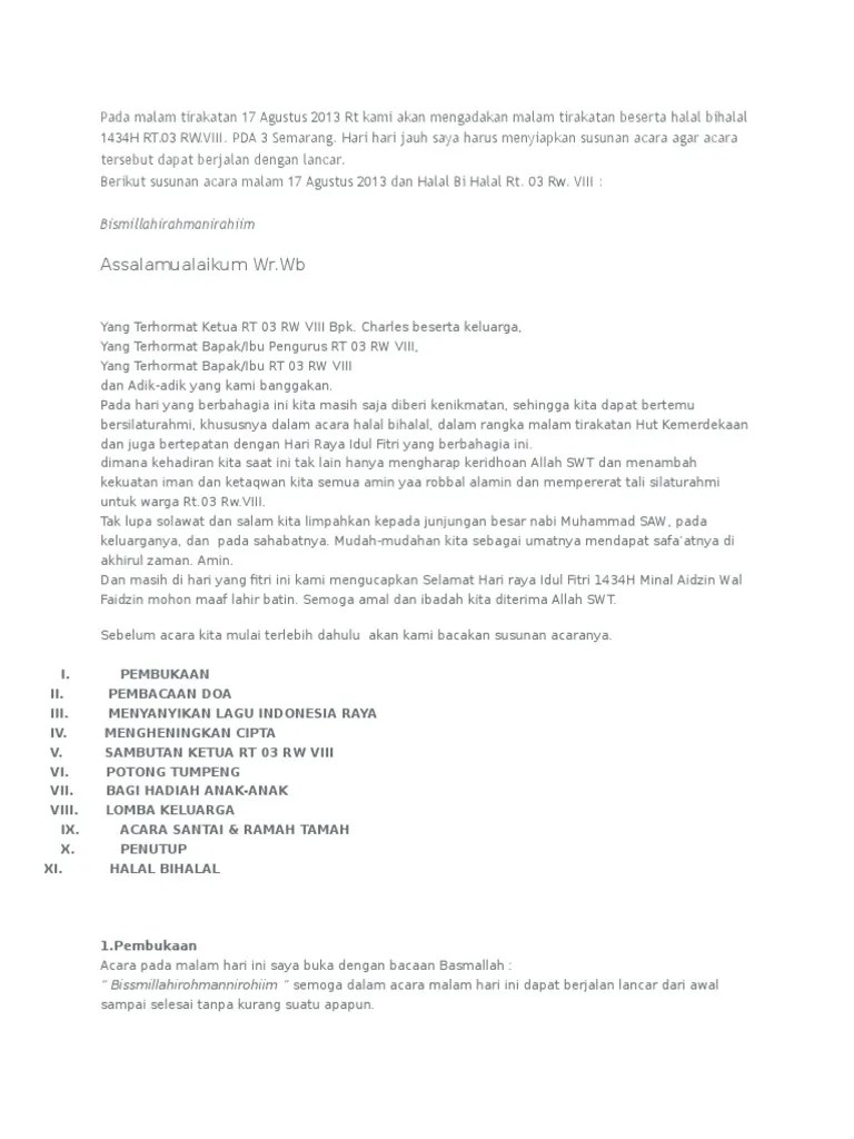 Pada Malam Tirakatan 17 Agustus 2013 Rt Kami Akan Mengadakan