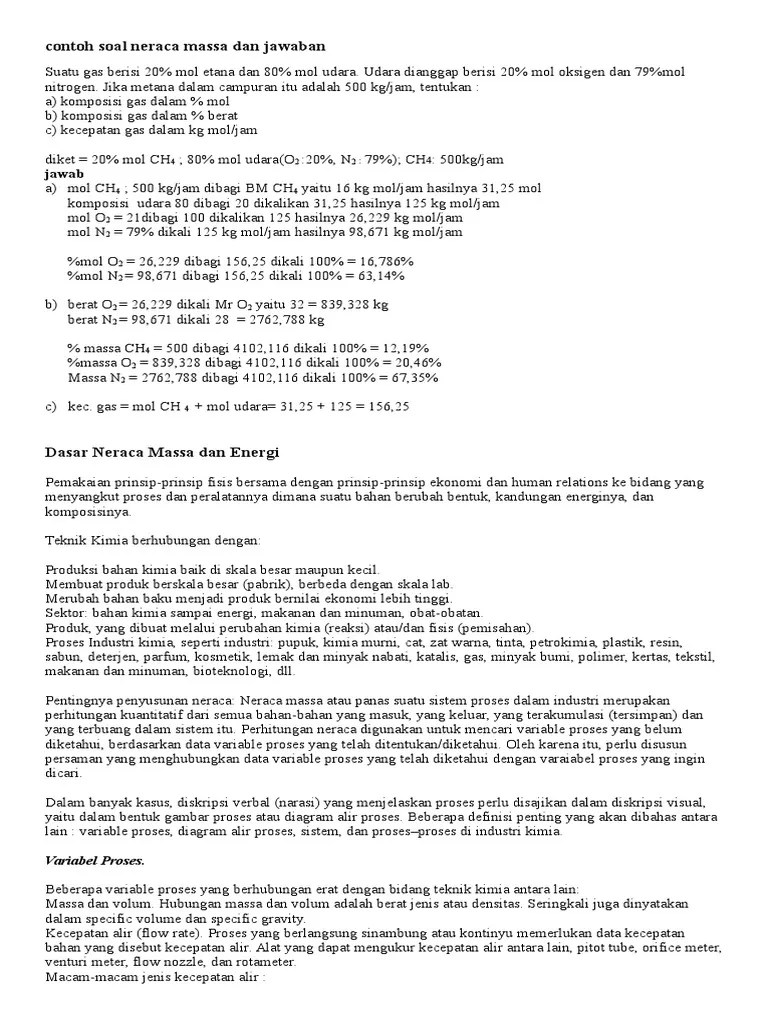 ATK Contoh Soal Neraca Massa Dan Jawaban (SDH Print) | PDF