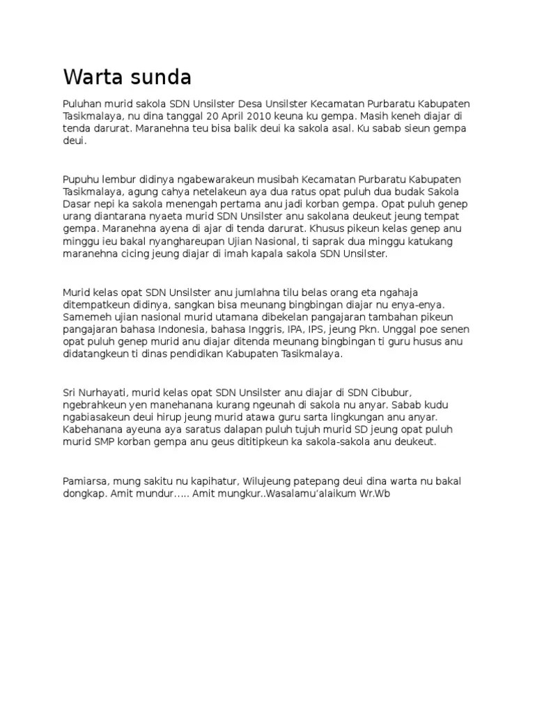 Contoh Warta Sunda Tentang Pendidikan - Perangkat Sekolah