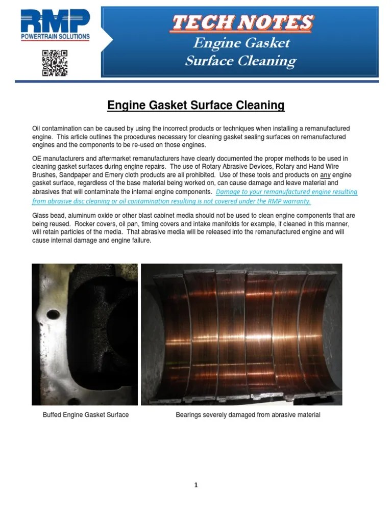 Gasket Surface Cleaning (Gasket Surface Cleaning) Abrasive Engines
