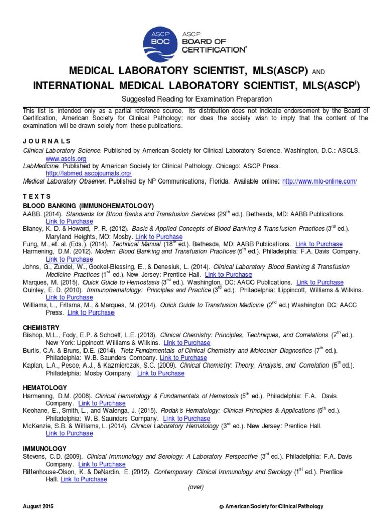 MLS IMLS Reading List 815 PDF Health Care Clinical Medicine