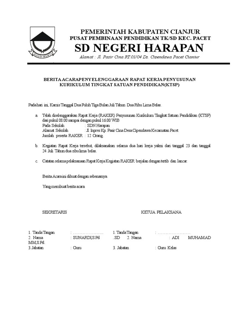 Berita Acara Penyusunan KTSP PDF