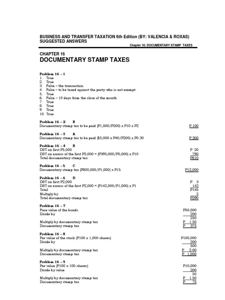 Chapter 16 Documentary Stamp Tax